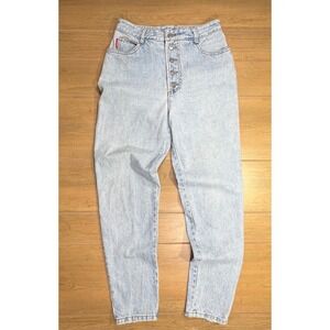 Vintage Bongo Gene Montesano High Waisted Button Fly Tapered Jeans Light Wash 13